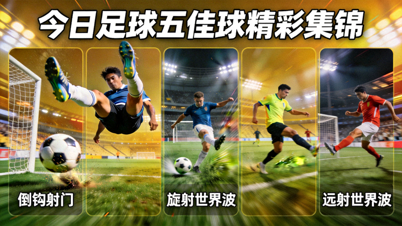 今日足球五佳球精彩集锦 - 包含倒钩射门和远射世界波